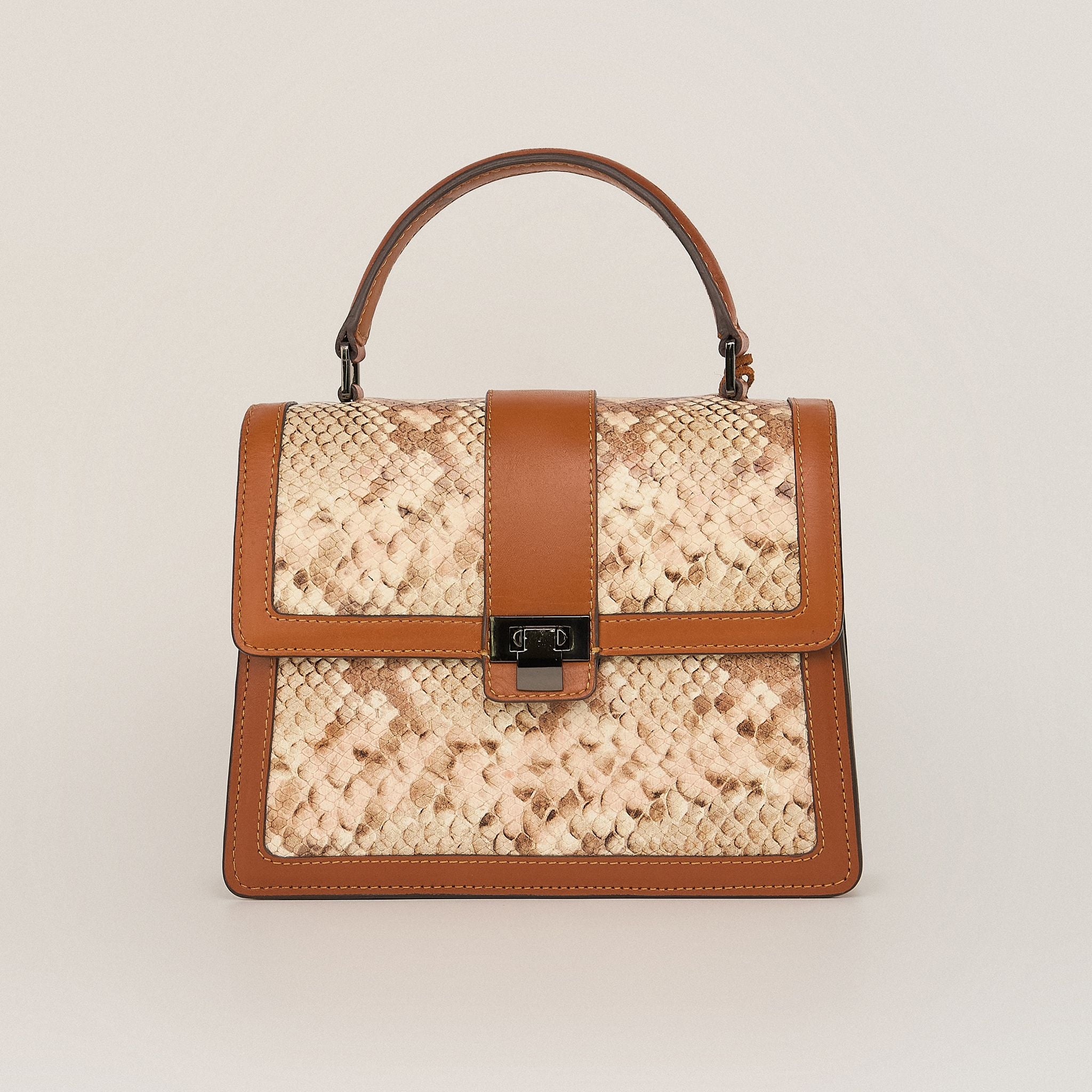  Túi Xách Nữ Da Vân Nâu Vàng 26N.213 