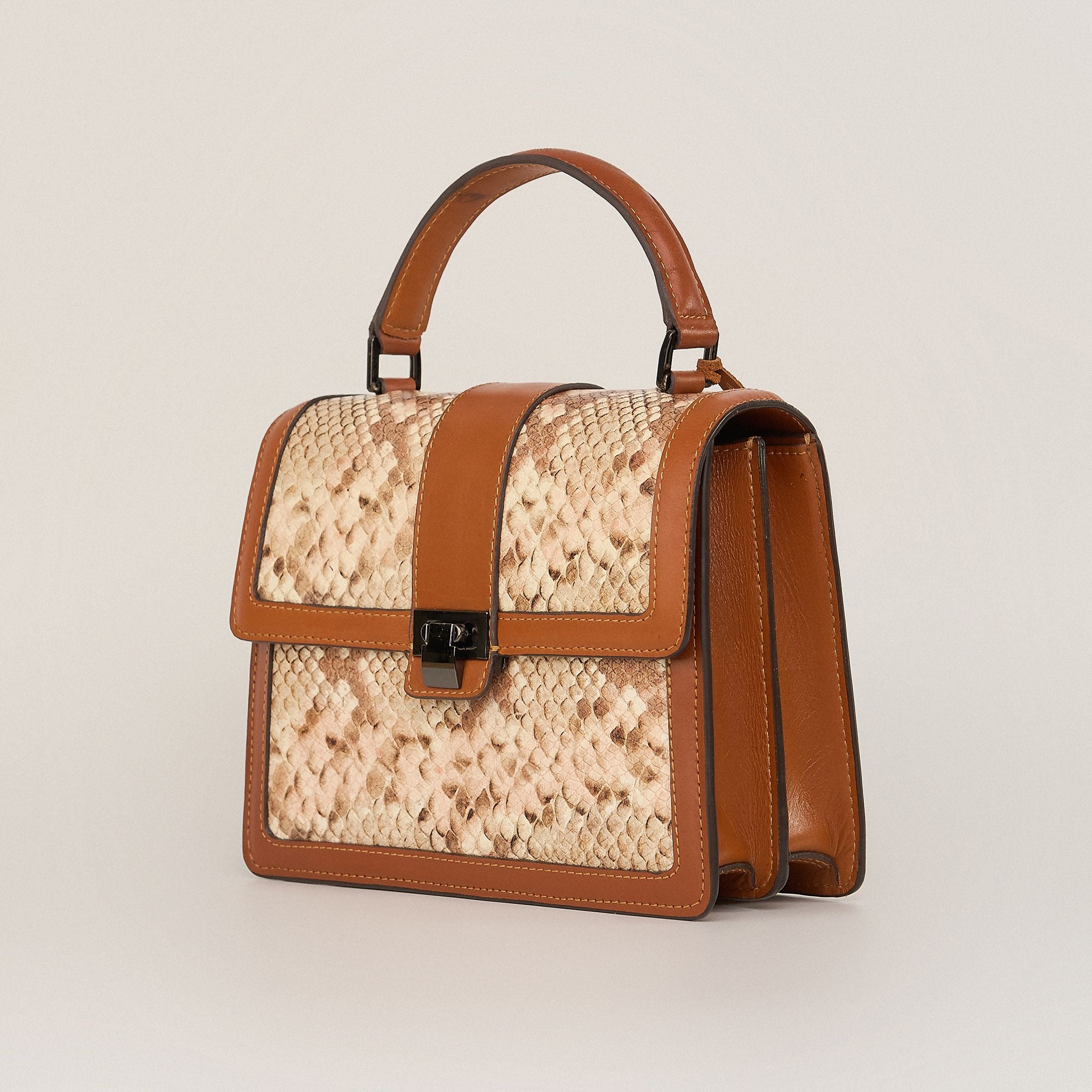  Túi Xách Nữ Da Vân Nâu Vàng 26N.213 