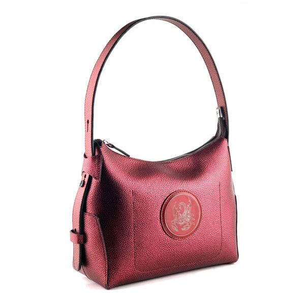  Túi Xách Nữ Da Vân Metallic Đỏ Mận 26Đ.206 