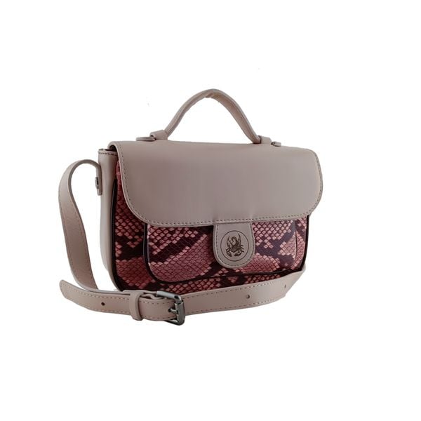  Túi Xách Da Vân Nữ Hồng Kem 26H.218 