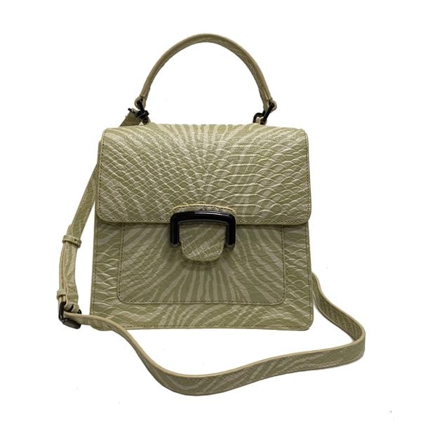  Túi Xách Nữ Da Vân Khóa Vuông Kem 26K.24 