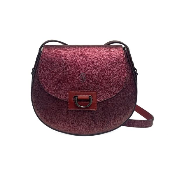  Túi Xách Da Vân Nữ Saddle Đỏ Mận 26M.138 