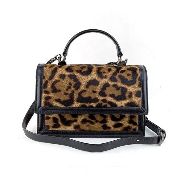  Túi Xách Nữ Da Họa Tiết Báo Gấm Nâu 26Đ.20 