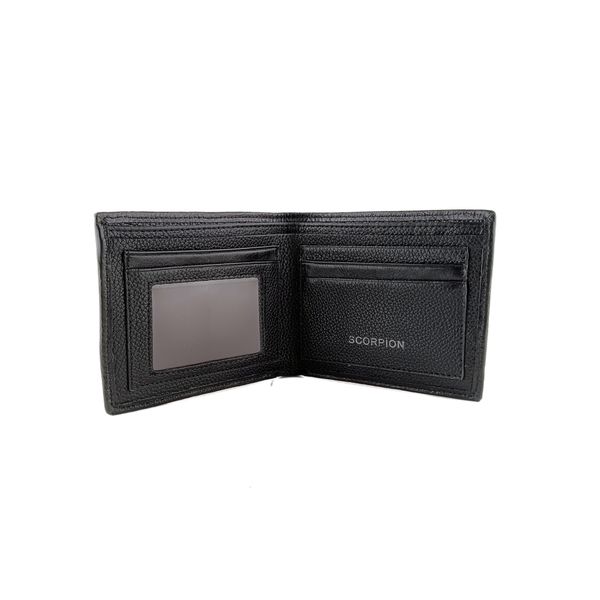  Ví Da Nam Gập Đôi Logo Scorpion Đen 99.5 