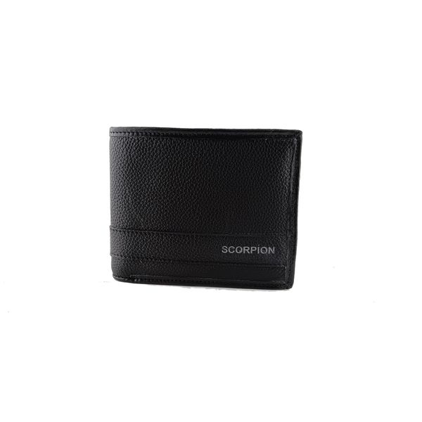  Ví Da Nam Gập Đôi Logo Scorpion Đen 99.5 