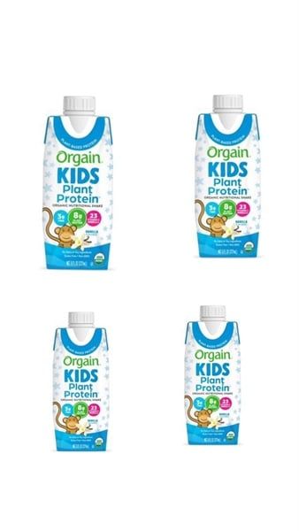  Combo 4 Hộp Sữa nước Protein hữu cơ Orgain Kids Protein Vị Vani PLANT 237ml 