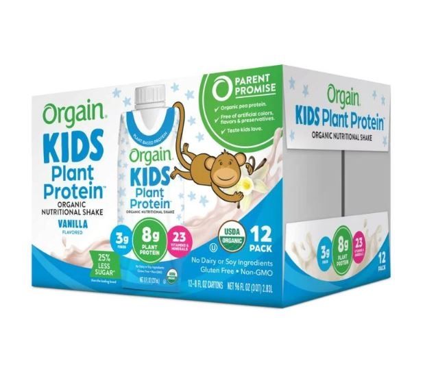  Thùng 12 Sữa Tươi Hữu Cơ Orgain Kids Plant Protein 237ml x 12 - Vị Vani 