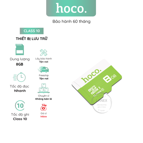 Thiết Bị Lưu Trữ Hoco 8Gb Thẻ Nhớ Micro Sd Class 10 Đủ Dung Lượng Chuyên Dụng Cho Camera Và Điện Thoại