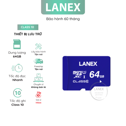 Thiết Bị Lưu Trữ Lanex 64Gb Thẻ Nhớ Micro Class 10 U1 Lmc Đủ Dung Lượng Chuyên Dụng Cho Camera Và Điện Thoại