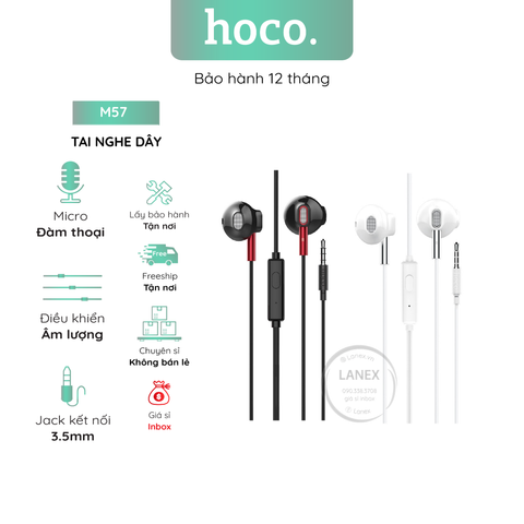 Tai Nghe Dây Hoco M57 Tpe Jack 3.5mm Có Mic Dài 1.2m