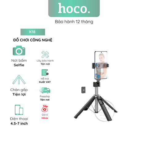 Đồ Chơi Công Nghệ Hoco K18 Gậy Chụp Hình Selfie Bluetooth V4.0 Kèm Remote Dài 0.97m