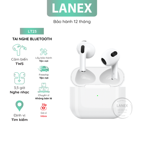 Tai Nghe Bluetooth Lanex Lt23 Cảm Ứng 2 Bên Tws V5.0 Có Mic Định Vị