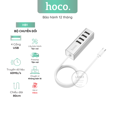 Bộ Chuyển Đổi Hoco Hb1 Đầu Usb Sang 4 Cổng Usb 2.0 Dài 80mm