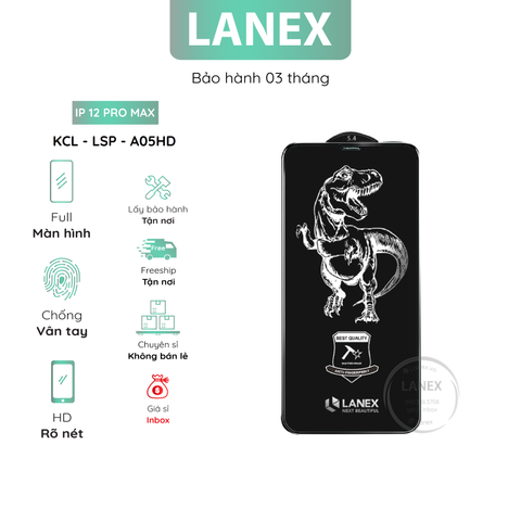 Kính Cường Lực Lanex Lsp - A05hd Hd Ip 12 Pro Max (6.7 In) Full Màn Hình ( Hộp 10 Miếng / Giá 1 Miếng )