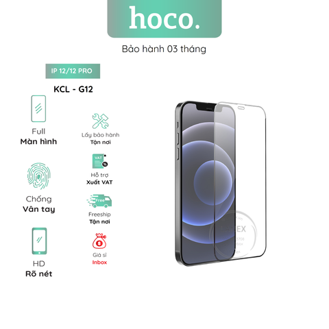 Kính Cường Lực Hoco G12 Ip 12 / 12 Pro Full Màn Hình ( Hộp 25 Miếng / Giá 1 Miếng )