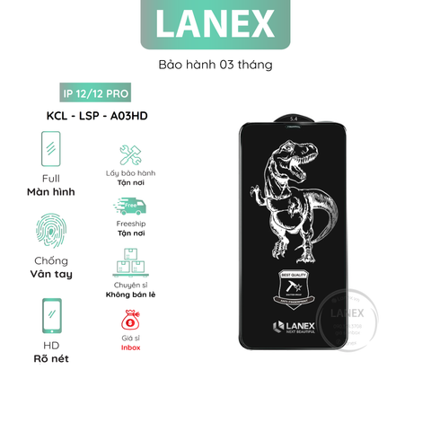 Kính Cường Lực Lanex Lsp - A03hd Hd Ip 12 / 12 Pro 6.1 In Full Màn Hình ( Hộp 10 Miếng / Giá 1 Miếng )