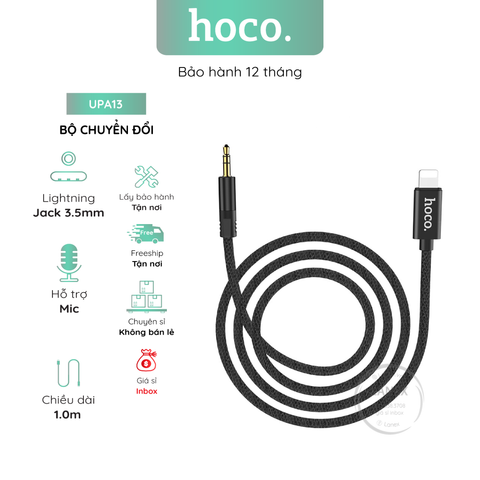 Bộ Chuyển Đổi Hoco Upa13 Cáp Audio Dây Dù Lightning Đến Jack 3.5mm