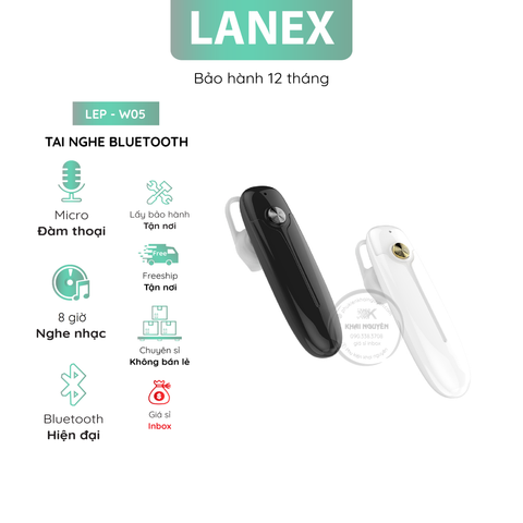 Tai Nghe Bluetooth Lanex Lep - W05 1 Bên V4.2 Có Mic