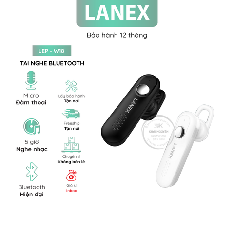 Tai Nghe Bluetooth Lanex Lep - W18 1 Bên V5.0 Có Mic