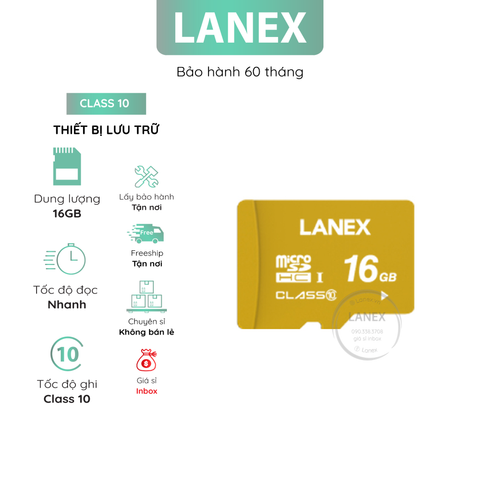 Thiết Bị Lưu Trữ Lanex 16Gb Thẻ Nhớ Micro Class 10 Lmc Đủ Dung Lượng Chuyên Dụng Cho Camera Và Điện Thoại