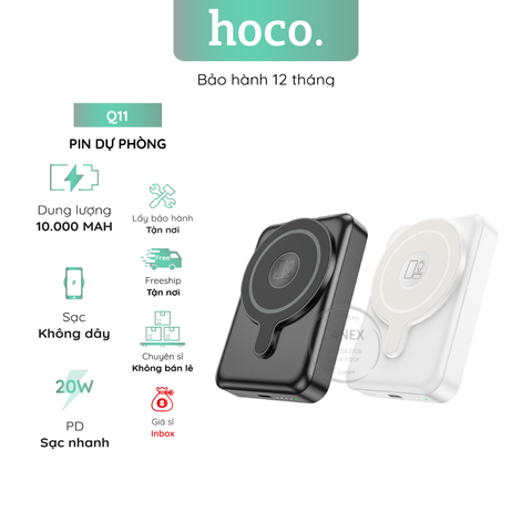 Pin Dự Phòng Hoco Q11 Polymer 3 In 1 (Điện Thoại / Iwatch / Airpods) Type C Pd Qc3.0 20w 10000mah