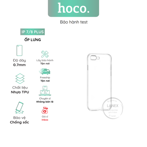 Ốp Lưng Hoco Nhựa Tpu Trong Suốt Iphone 7 / 8 Plus Dày 0.7mm