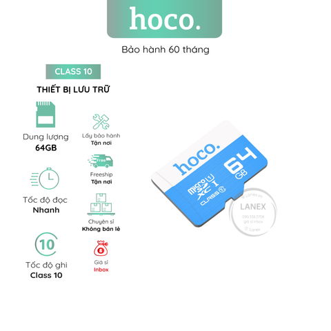 Thiết Bị Lưu Trữ Hoco 64Gb Thẻ Nhớ Micro Sd Class 10 Đủ Dung Lượng Chuyên Dụng Cho Camera Và Điện Thoại