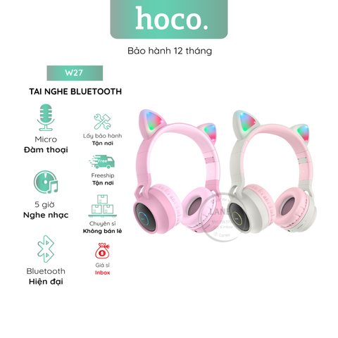 Tai Nghe Bluetooth Hoco W27 Headphone Tai Mèo V5.0 Có Mic