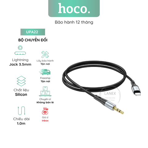 Bộ Chuyển Đổi Hoco Upa22 Cáp Audio Nhựa Silicon Lightning Đến Jack 3.5mm Dài 1.0m