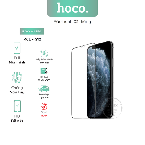 Kính Cường Lực Hoco G12 Ip X / Xs / 11 Pro Full Màn Hình ( Hộp 25 Miếng / Giá 1 Miếng )