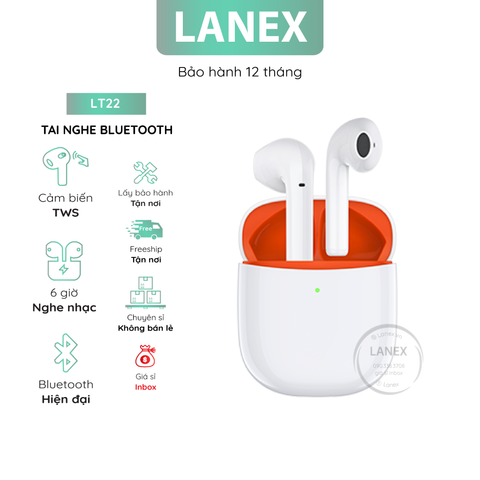 Tai Nghe Bluetooth Lanex Lt22 Cảm Ứng 2 Bên Tws V5.1 Có Mic