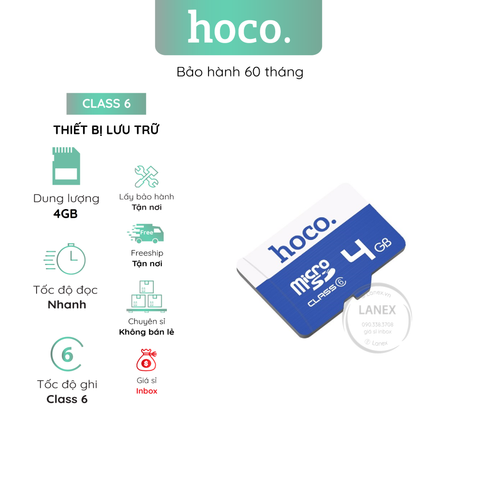 Thiết Bị Lưu Trữ Hoco 4Gb Thẻ Nhớ Micro Sd Class 6 Đủ Dung Lượng Chuyên Dụng Cho Camera Và Điện Thoại