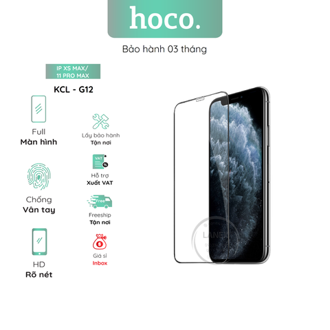 Kính Cường Lực Hoco G12 Ip Xs Max / 11 Pro Max Full Màn Hình ( Hộp 25 Miếng / Giá 1 Miếng )