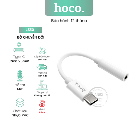 Bộ Chuyển Đổi Hoco Ls30 Đầu Âm Thanh Type C Ra 3.5mm Hỗ Trợ Mic