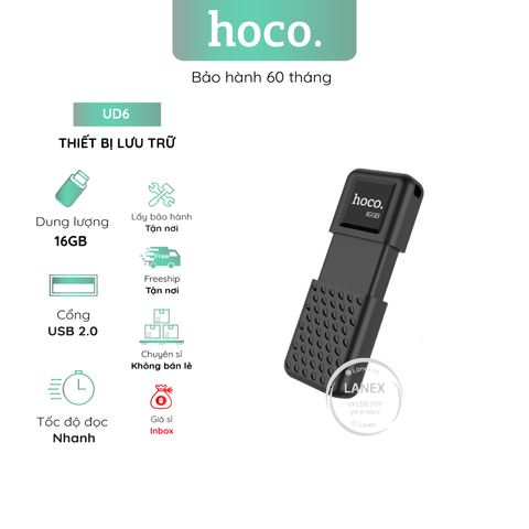 Thiết Bị Lưu Trữ Hoco Ud6 16Gb Usb 2.0 Nhựa Abs