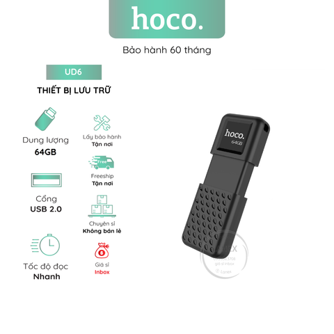 Thiết Bị Lưu Trữ Hoco Ud6 64Gb Usb 2.0 Nhựa Abs