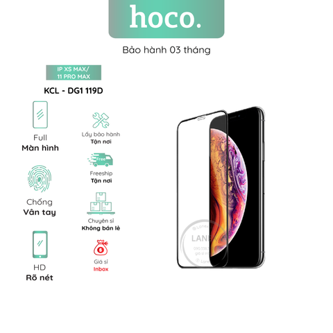 Kính Cường Lực Hoco Dg1 119d Ip Xs Max / 11 Pro Max Full Màn Hình