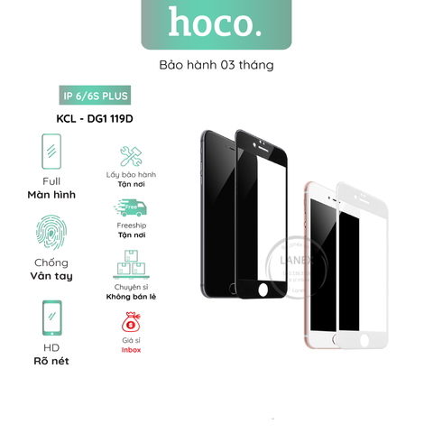 Kính Cường Lực Hoco Dg1 119d Ip 6 / 6S Plus Full Màn Hình