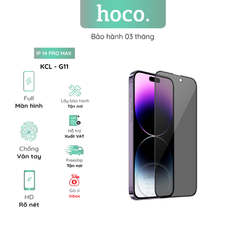 Kính Cường Lực Hoco G11 Ip 14 Pro Max Full Màn Hình ( Hộp 25 Miếng / Giá 1 Miếng ) Chống Nhìn Trộm