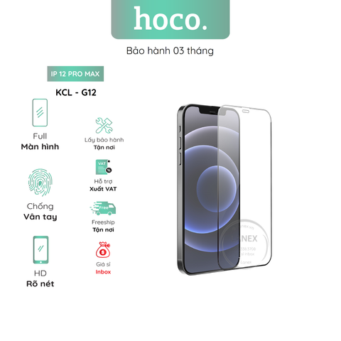 Kính Cường Lực Hoco G12 Ip 12 Pro Max Full Màn Hình ( Hộp 25 Miếng / Giá 1 Miếng )