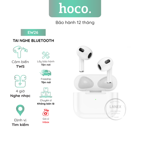 Tai Nghe Bluetooth Hoco Ew26 Cảm Ứng 2 Bên Tws V5.3 Có Mic