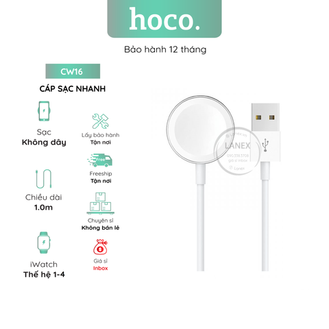 Cáp Sạc Nhanh Hoco Cw16 Nhựa Pc Apple Watch 0.35a Dài 1.0m Áp Dụng Cho Series 1 - 6