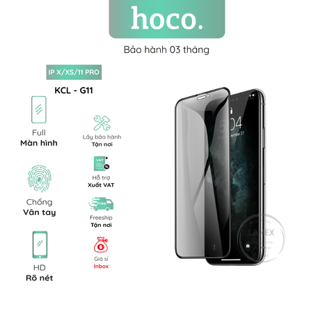 Kính Cường Lực Hoco G11 Ip X / Xs / 11 Pro Full Màn Hình ( Hộp 25 Miếng / Giá 1 Miếng ) Chống Nhìn Trộm