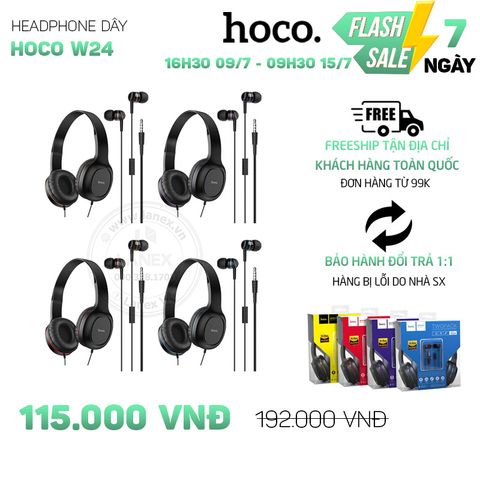 HEADPHONE JACK 3.5M CÓ MIC HOCO W24 - DÀI 1.2M - KÈM THEO TAI NGHE