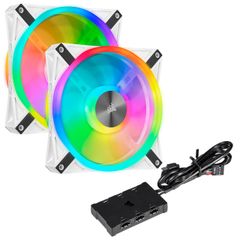 Bộ 2 quạt máy tính 140mm Corsair  QL140 WHITE PRO RGB LED kèm Node Core - CO-9050106-WW