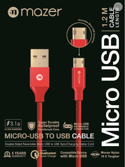 Mazer Micro-USB Reversible 3.1A Fast Charging Cable-1.2M