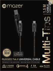 Multi-Tips Rugged.Tek.II 1.5M USB-A+USB-C to USB-C Cable