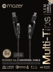 Multi-Tips Rugged.Tek.II 1.5M USB-A+USB-C to Micro USB+USB-C Cable