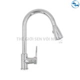 Vòi rửa chén nóng lạnh dây rút Đồng Mạ Crom Sandra SD-338