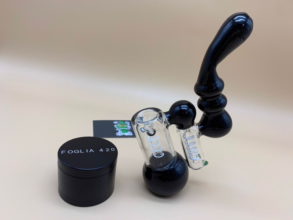 Combo Cobra Pipe + Grinder Classic Foglia Black  55mm